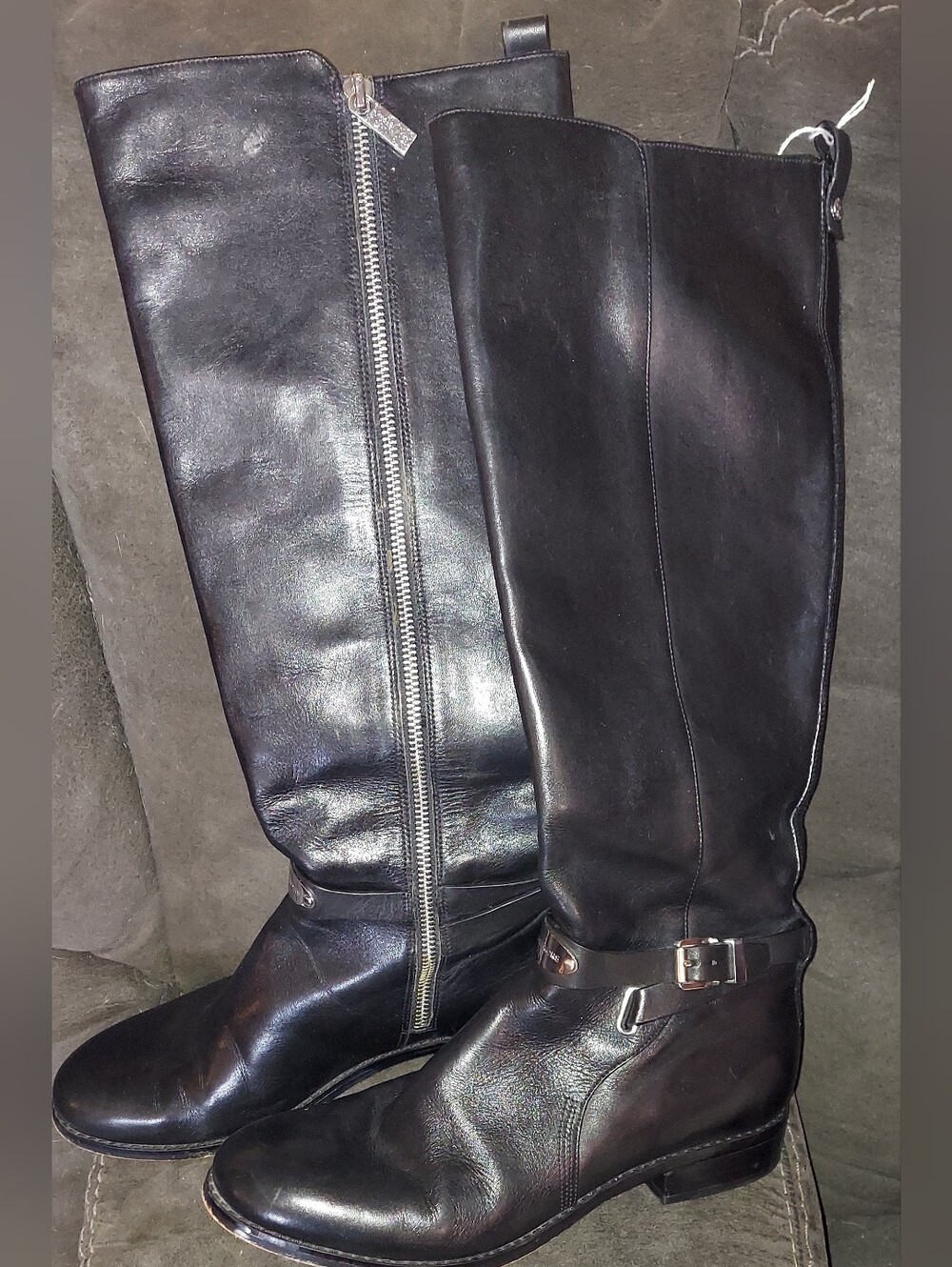 Michael Kors Black Leather Boots with Buckle